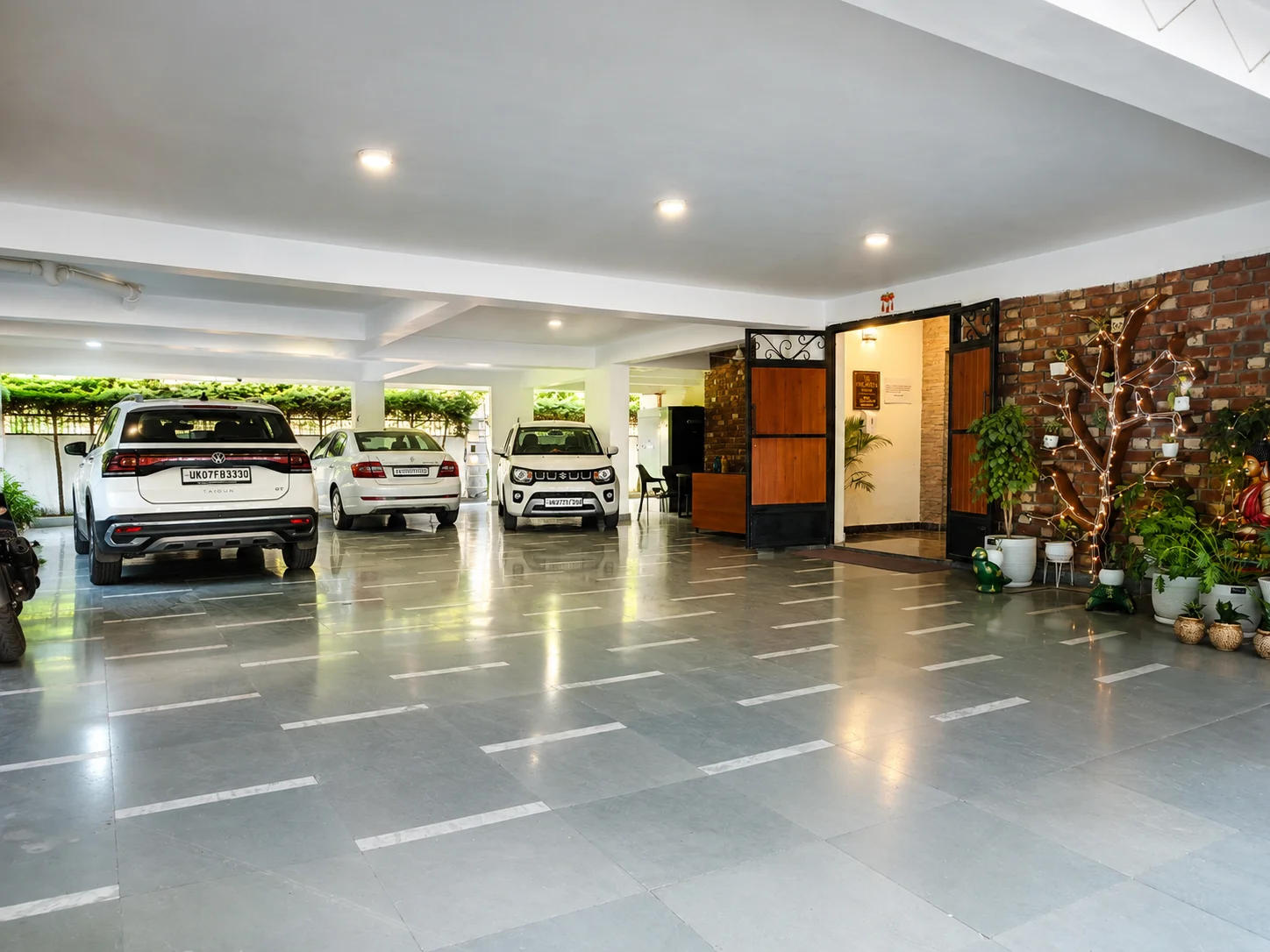 Spacious secured gated private parking lot at our Dehradun homestay